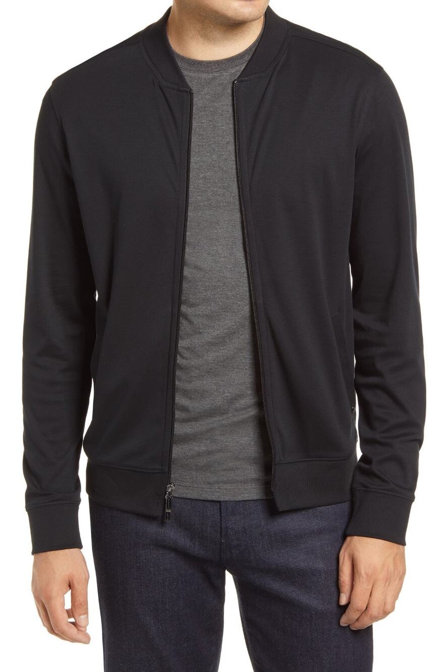 NWT Robert Barakett Georgia XL Pima Cotton Fill Zip Black Jacket Long Sleeve